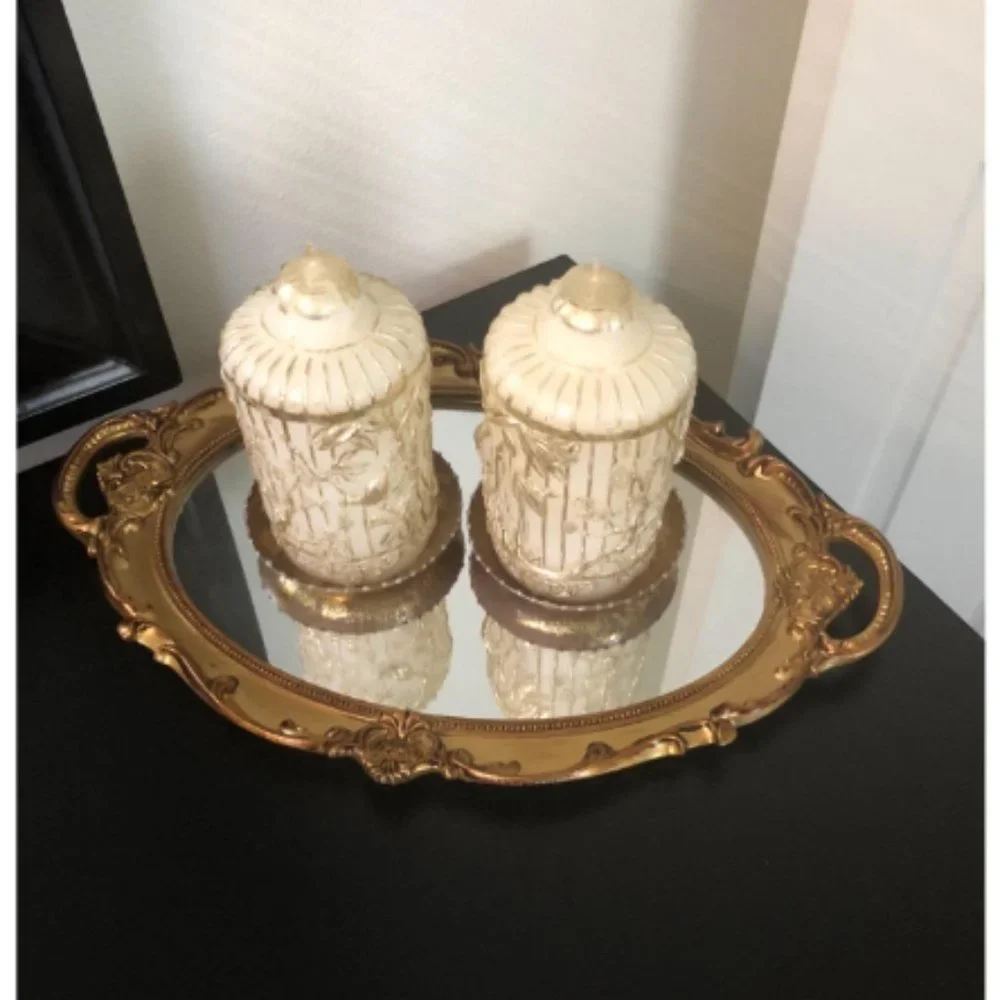 Gold Mirrored Vintage Dresser Tray